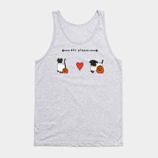 Cat and Dog Social Distancing a Halloween Horror Tank Top